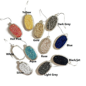 11 Colors Cute Faux Quartz Oval Pendant Druzy Look. Earrings and necklaces