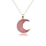Druzy Resin Moon Necklace