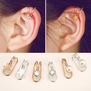 U-shaped Earrings Heart Butterfly Moon Ear Cuff Clip On Earrings