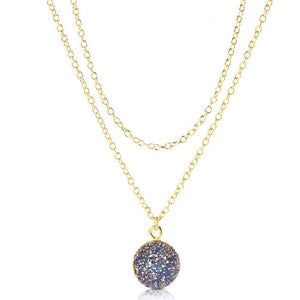 Round Natural Druzy Stone Necklace