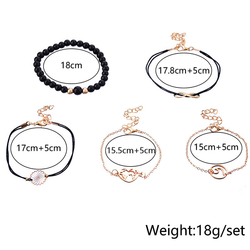 5 Pcs/  Multilayer Bracelet Set
