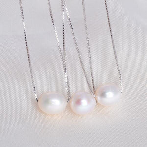 ASHIQI Real Natural Freshwater Pearl  Necklace  925 Sterling Silver Chain
