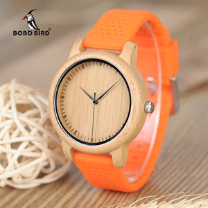 BOBO BIRD Handmade Bamboo Watch  With Silicone Strap