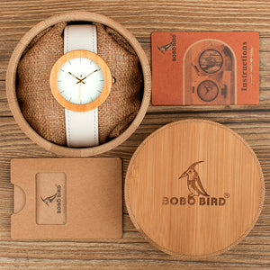 BOBO BIRD wood and metal white face watch