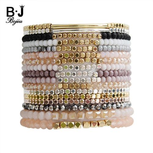 BOJIU Multicolor Crystal Strand Bracelets