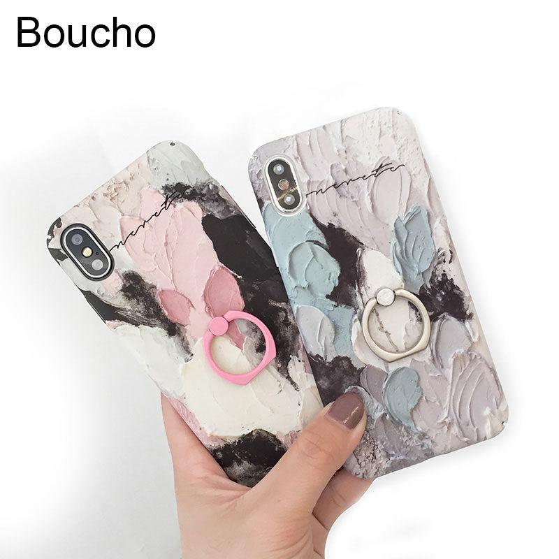 Boucho Matte Ring Grip Case For iPhone