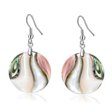 Retro Style Abalone Shell Splice Round Earrings