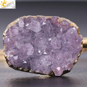 Natural Stone Purple Quartz Crystal Half Open Bangle