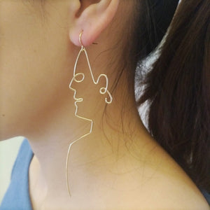 Unique Charming Gold/Silver Filled Face Dangle Wire Earrings