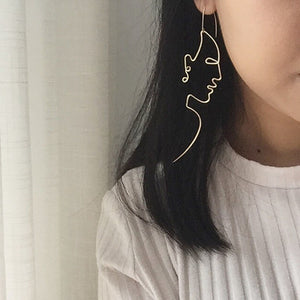 Unique Charming Gold/Silver Filled Face Dangle Wire Earrings