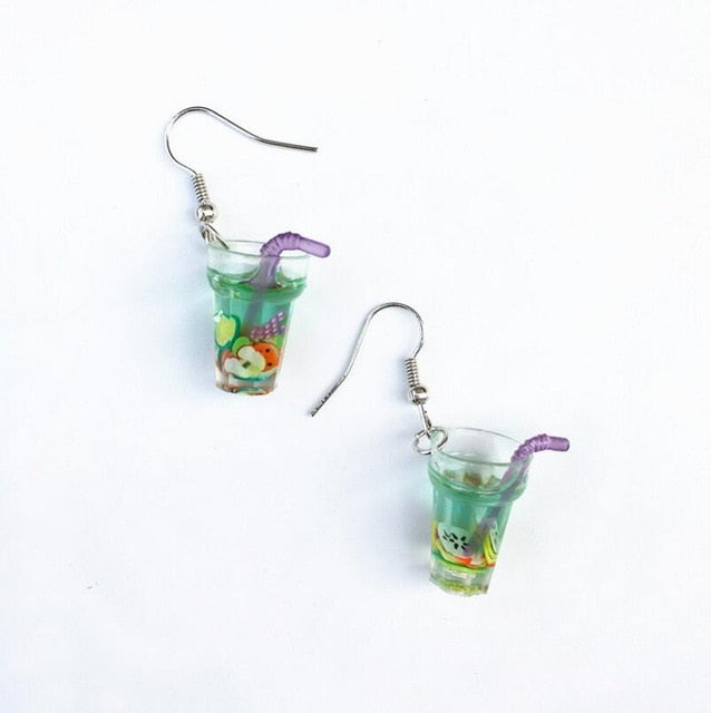 Unique Bubble Tea Drop Earrings