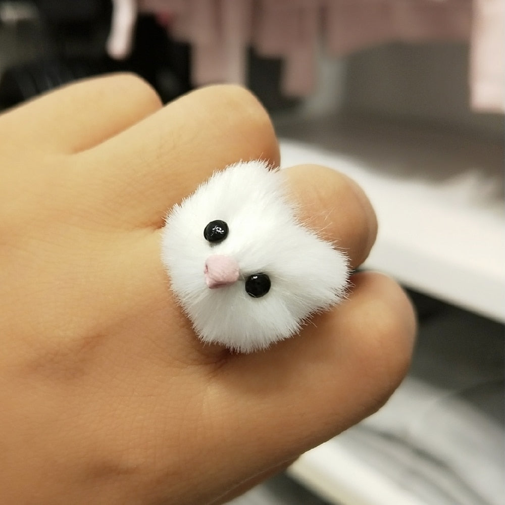 Cute Fluffy Fur animal Rings