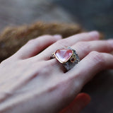 Water Melon Color Stone Triangle Shape gothic ring