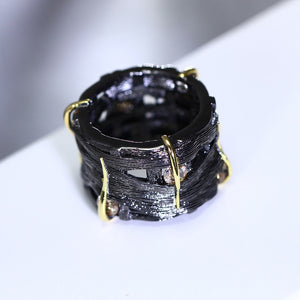 Hollow Champagne CZ  Ring