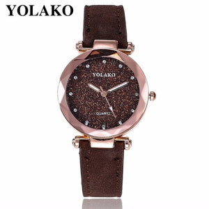Starry Sky Wrist Watch Leather with Rhinestones