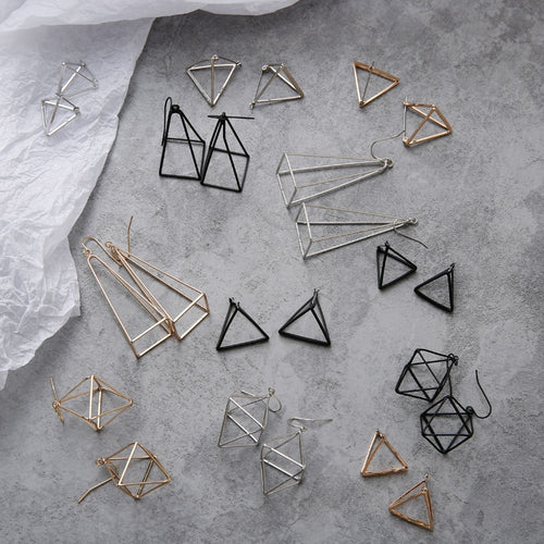 Minimalist 3d Triangle Hollow Polygon Earrings