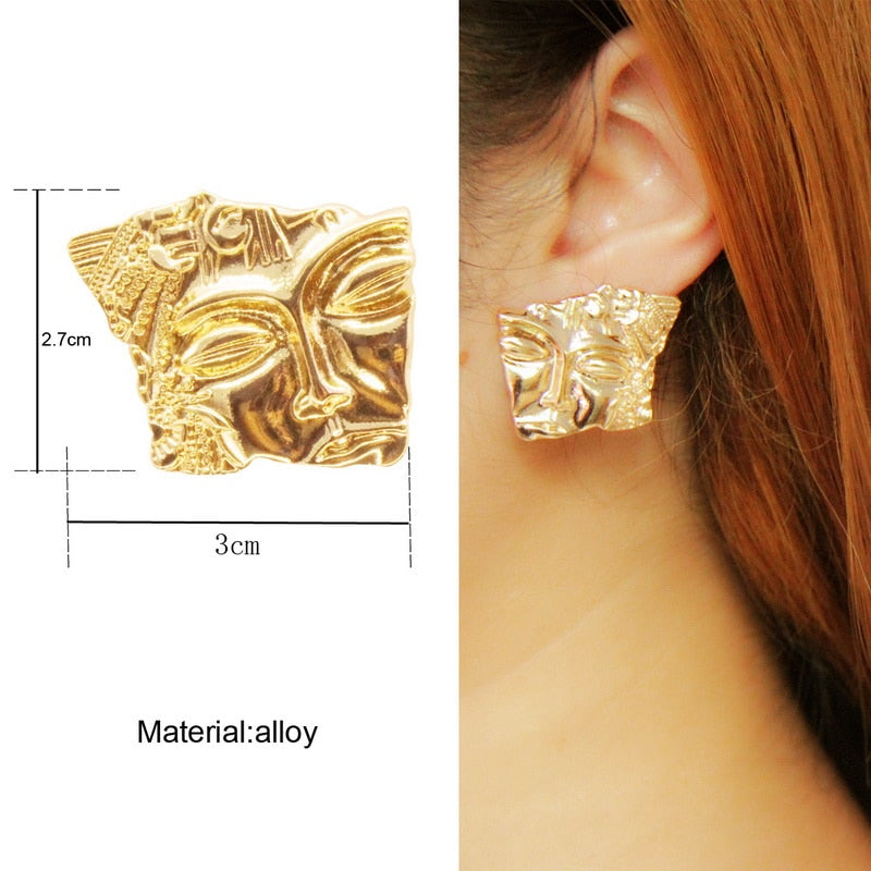 Golden/silver Women Face Mask Stud Earrings