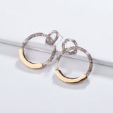 Gold Alloy Round Geometry Resin Statement Hanging Earrings