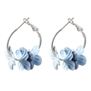 Fashion Fabric Flower Drop Earrings