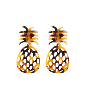 Silver Hollow Pineapple Earrings Resin