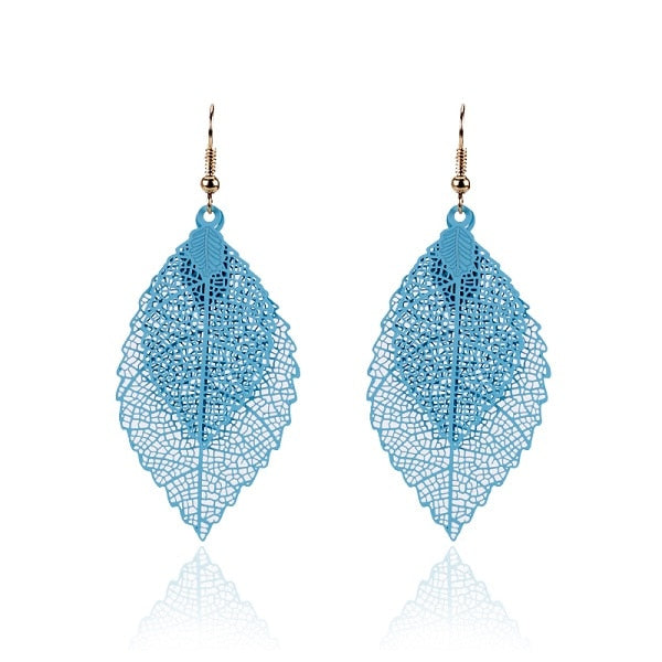 Luxury boho Double color Leaf Dangle earrings