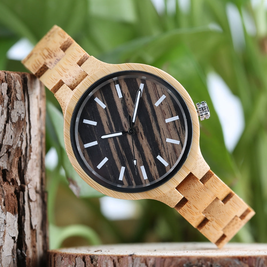 Handmade Bamboo Wristwatch Full Wooden Strap