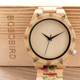 BOBO BIRD Rose Pattern Bamboo Watch