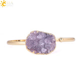 Natural Stone Purple Quartz Crystal Half Open Bangle