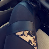 Punk gothic rock legging sexy lace PU Leather
