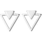 Real 925 Sterling Silver Triangle Stud Earrings