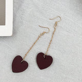 Wood Love Heart Drop Earrings