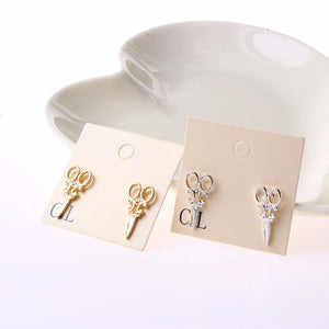 New Arrival small Simple Gold and Silver plated scissor Stud earrings