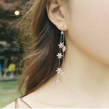 Elegant Pink Flower Super Long Earrings