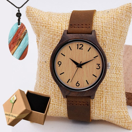 Wooden Watches for Women 16mm Leather Watchband