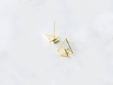 Real 925 Sterling Silver Triangle Stud Earrings