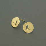 Classic Hollow Vintage Animal Bird On A Branch Stud Earring