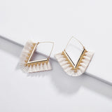 V Shape Fabric Fringe Earring Earrings