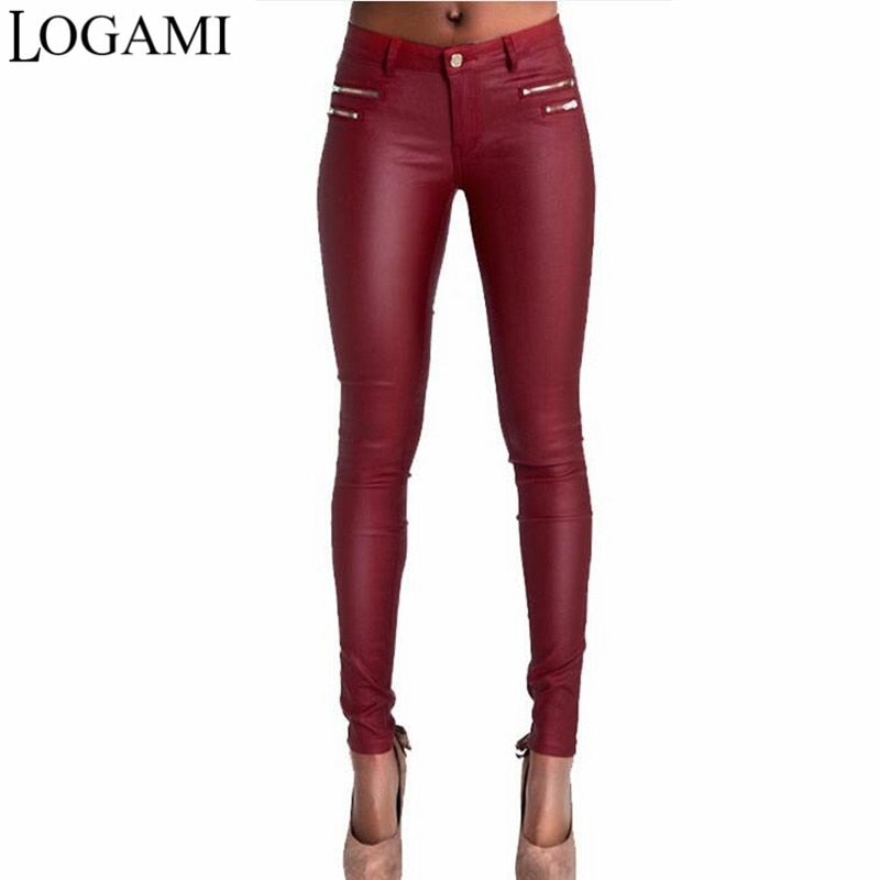 Vegan wine colored Leather Pants