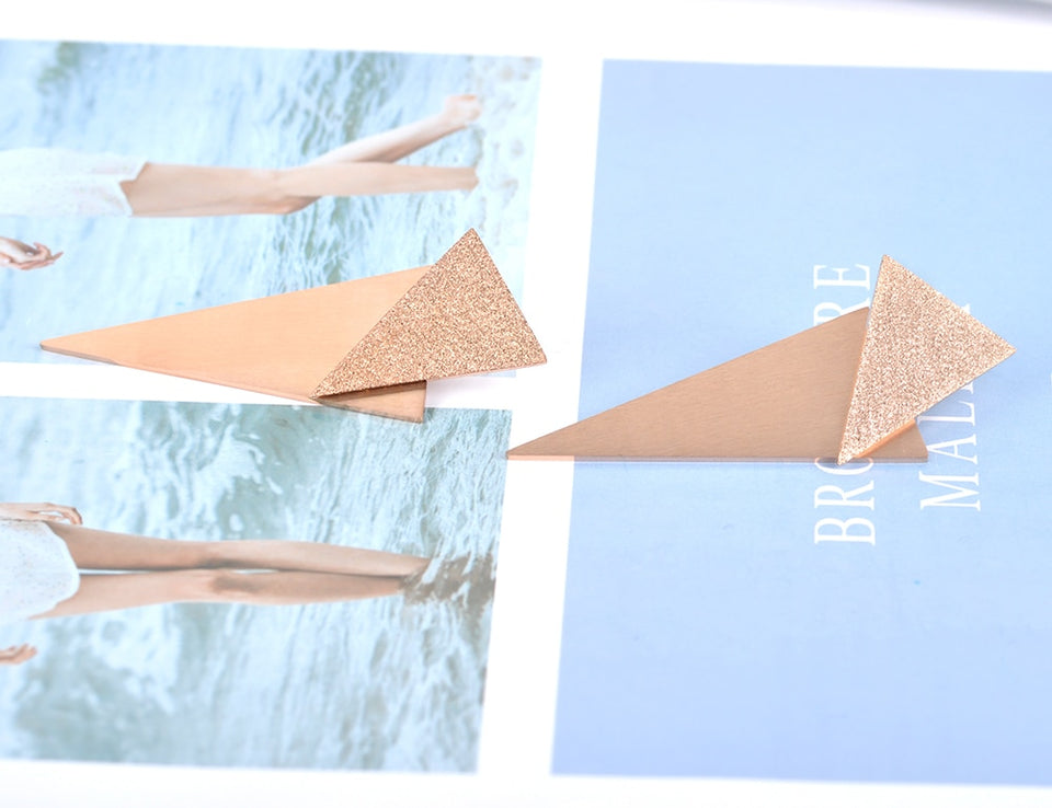 Rose Gold Triangle Stainless Steel Earrings