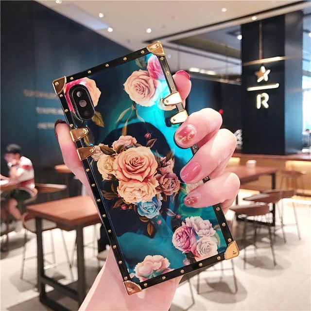 Luxury Blue Ray Flower rose silicone case for iphone &amp; samsung