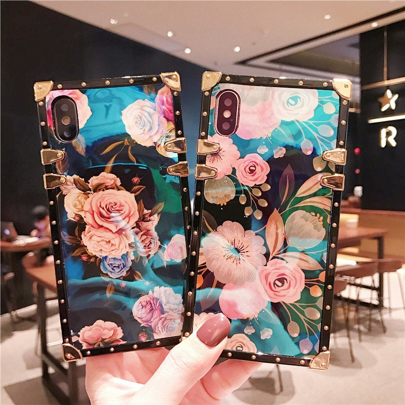 Luxury Blue Ray Flower rose silicone case for iphone & samsung