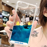 Cartoon 3D Swimming Duck Liquid Case For iPhone