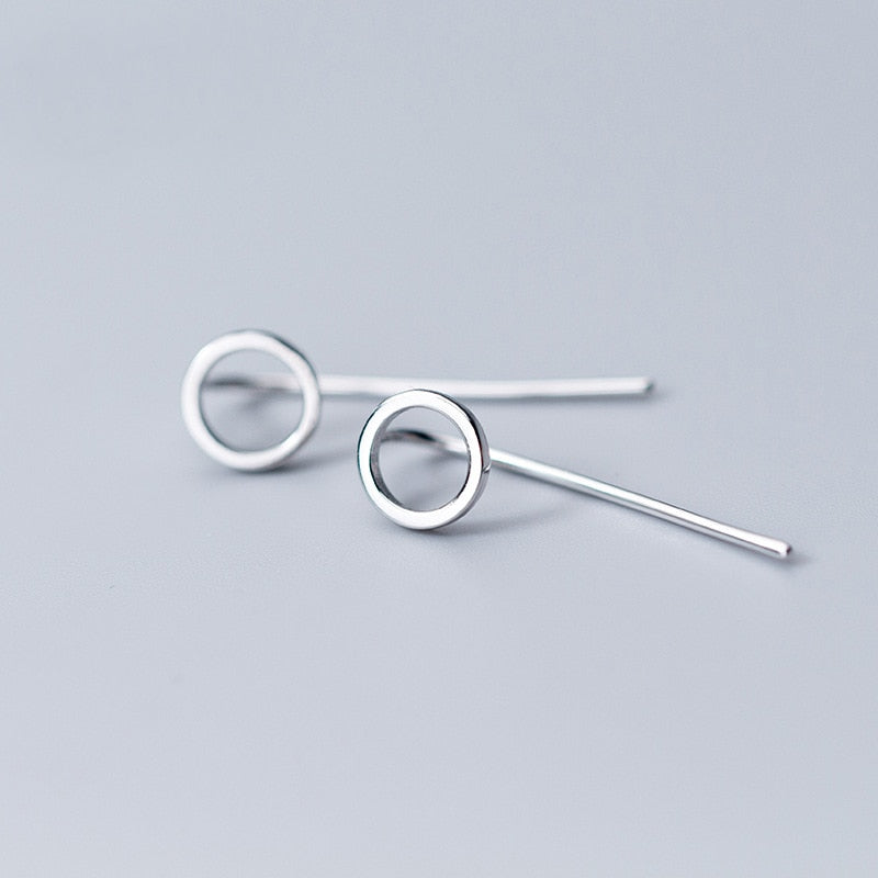 925 Sterling Silver Fashion Geometry Round Stud Earrings