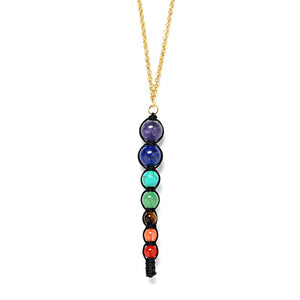 Multicolor Lava 7 Chakra Healing Balance Beads Necklace