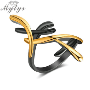 Mytys Black Gun Yellow Gold Color Cross Ring