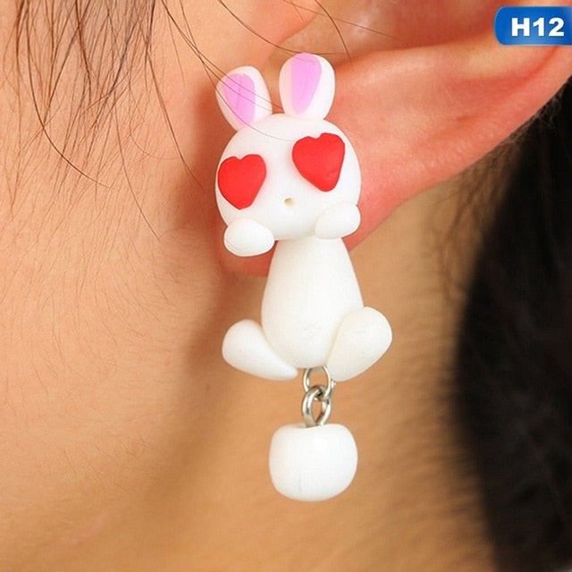 New 100% Handmade Polymer Clay Animal Earrings Cute