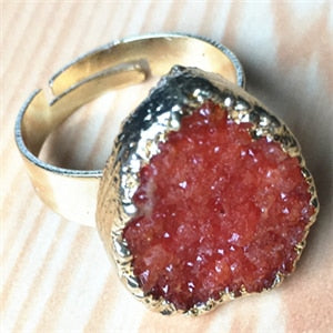Natural  Drusy Agates Stone Rings fun and resizable