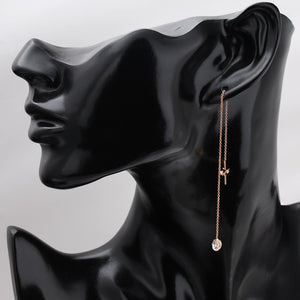 Long Earrings For Women Rose Gold Color 2 carat AAA+ Cubic Zircon Crystal
