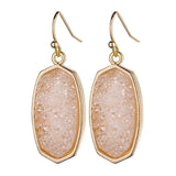nYC Simulated Oval Druzy Stone Earrings