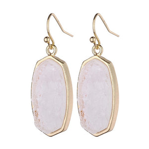 nYC Simulated Oval Druzy Stone Earrings